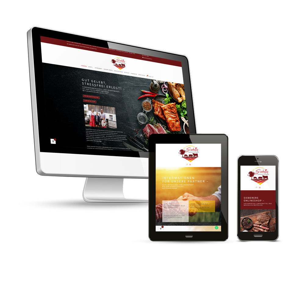 Website mit Online-Shop Sieberer